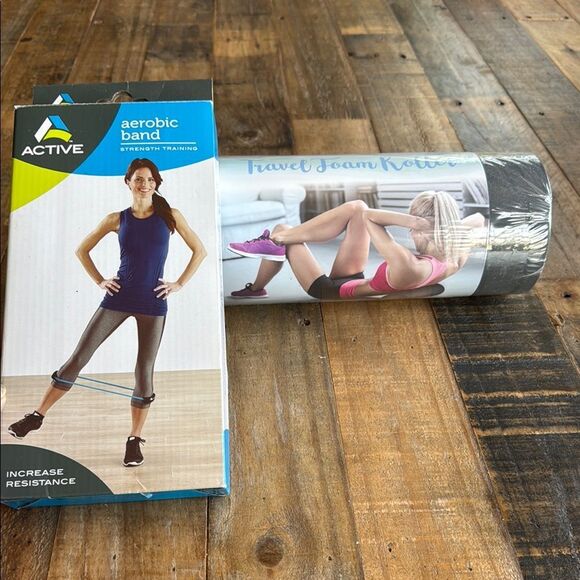 Active Aerobic Band and Travel Foam Roller Set - Picture 1 of 4
